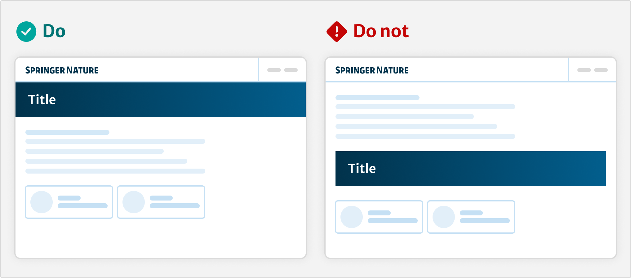 Don't: put other content between header and hero