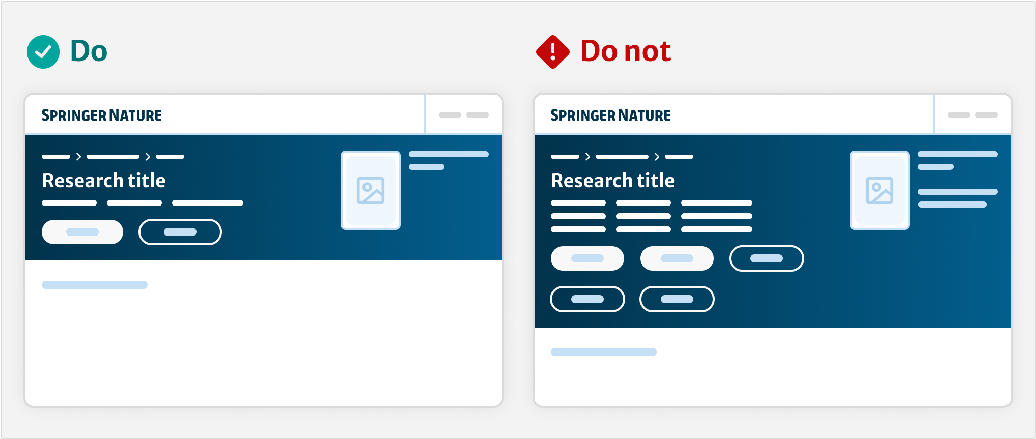 Don't: Crowded layout with multiple competing CTAs.